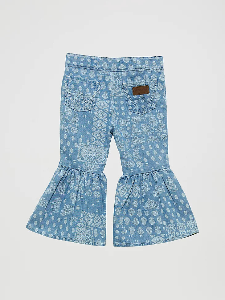 jeans a zampa con volant e stampa bandana per bambina