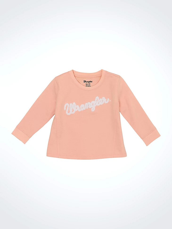 felpa girocollo con logo per bambina rosa