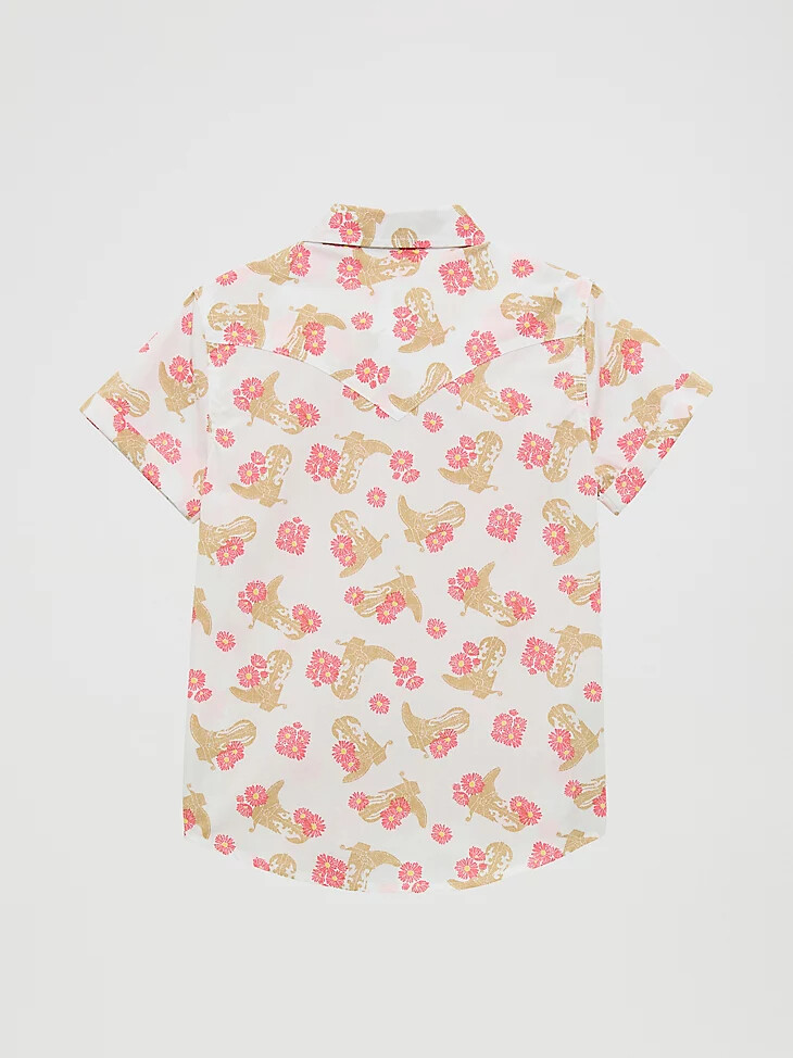 camicia western con bottoni a pressione floreali da ragazza stivali floreali
