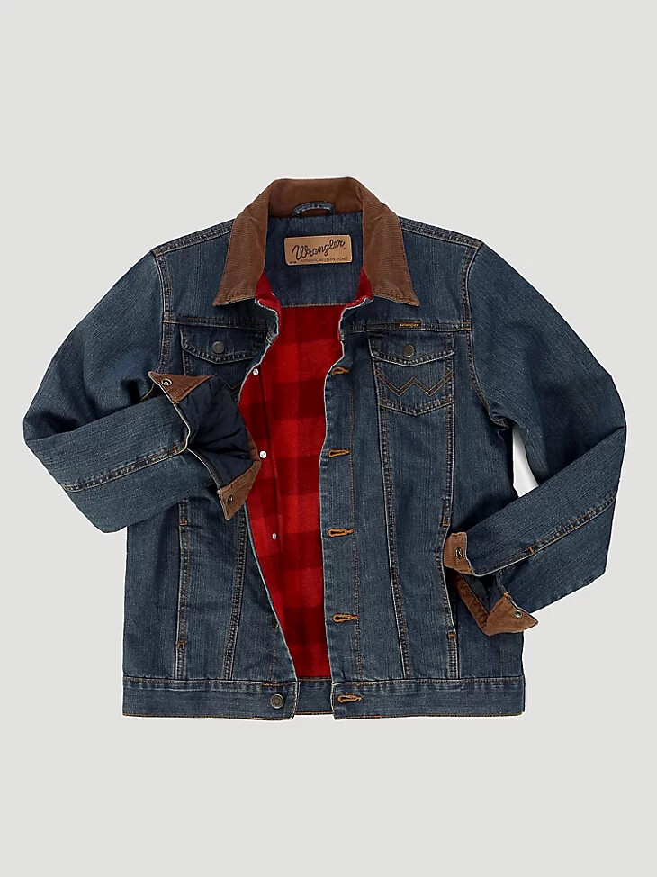 giacca in denim foderata con coperta wrangler per bambino blu rustico