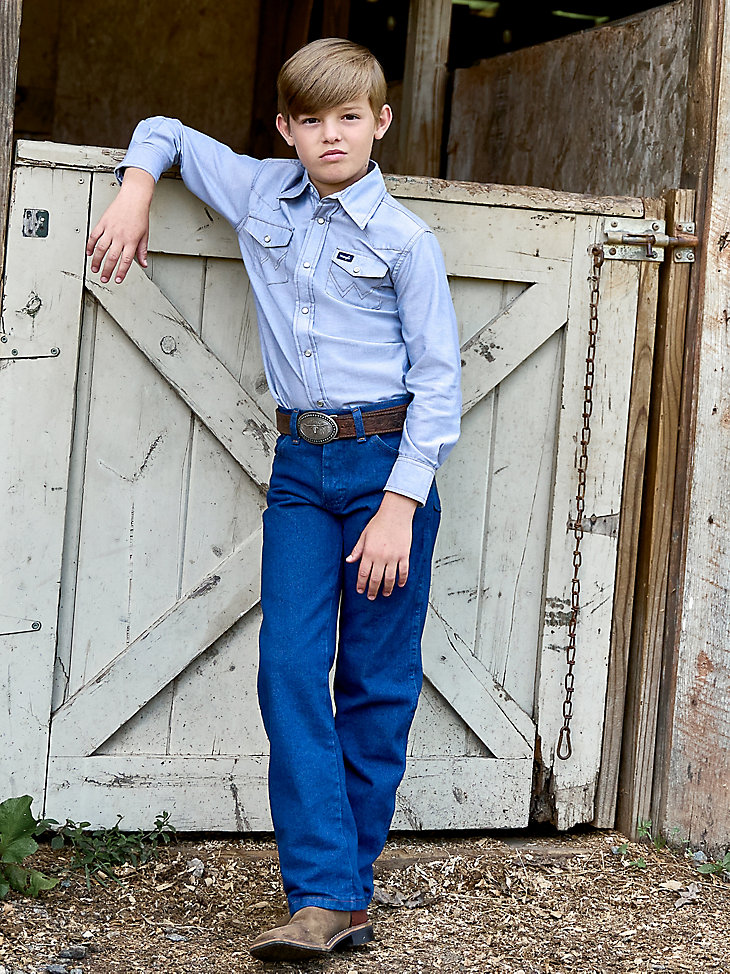 jeans wrangler cowboy cut original fit da ragazzo 8-20 prelavati indaco