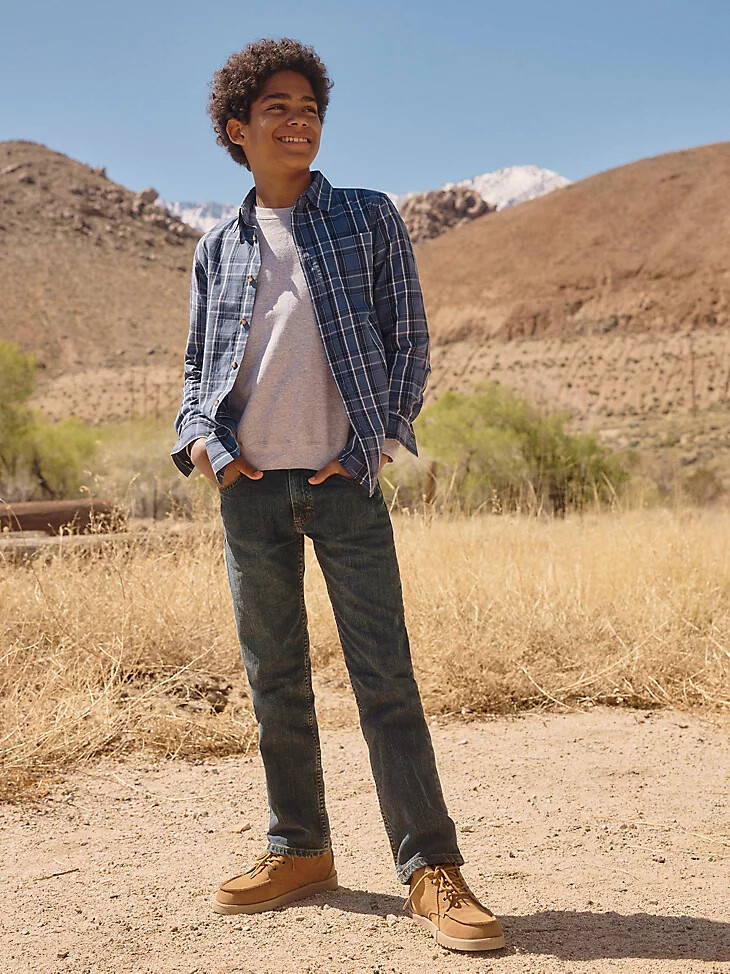 jeans wrangler five star classic straight fit da ragazzo 8-16 sunkissed denim