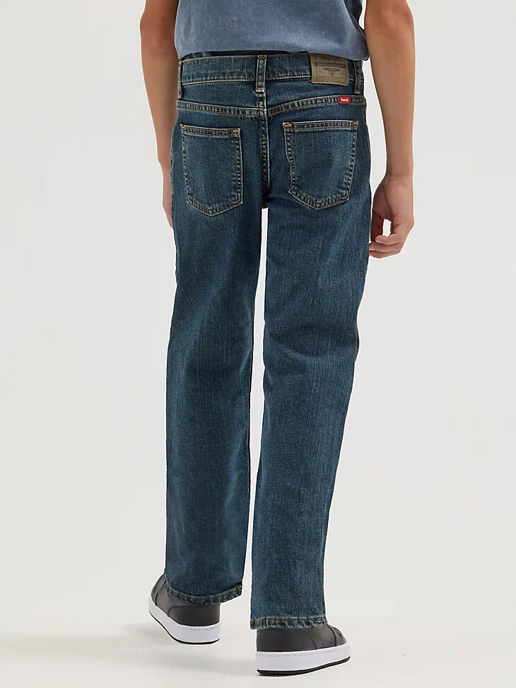 jeans wrangler five star classic straight fit da bambino 4-7 in denim baciato dal sole