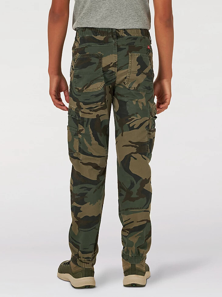 pantaloni cargo da ragazzo wrangler free to stretch gamer husky mimetici verde foresta