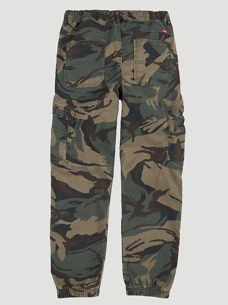 pantaloni cargo da ragazzo wrangler free to stretch gamer husky mimetici verde foresta