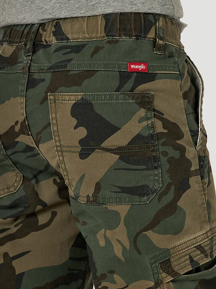 pantaloni cargo da ragazzo wrangler free to stretch gamer husky mimetici verde foresta
