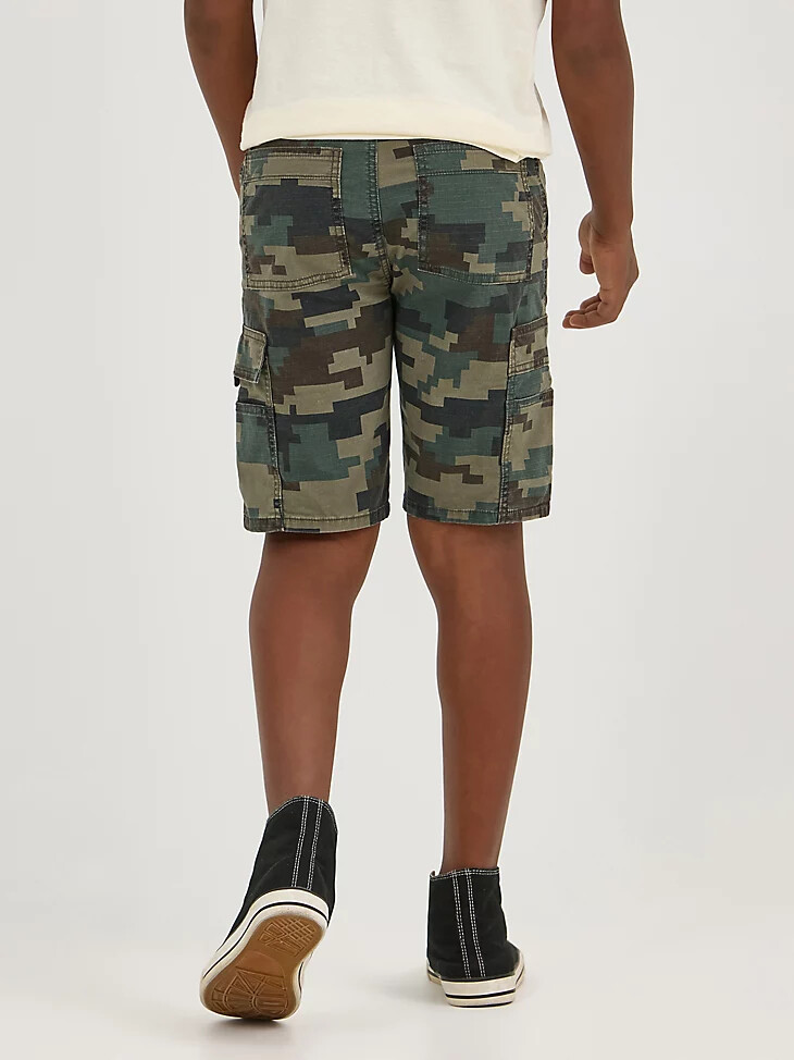 pantaloncini cargo da ragazzo gamer utility verde mimetico