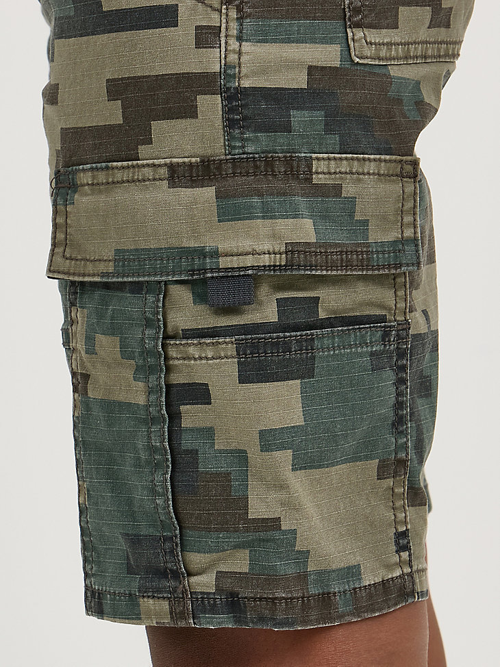 pantaloncini cargo da ragazzo gamer utility verde mimetico