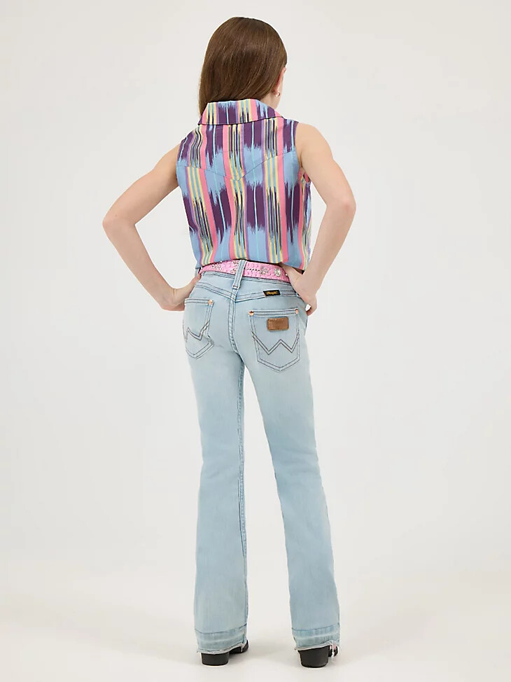 maglietta senza maniche con bottoni automatici e lacci anteriori wrangler x lainey wilson da bambina summer checotah