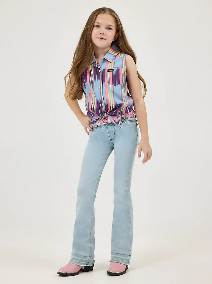 maglietta senza maniche con bottoni automatici e lacci anteriori wrangler x lainey wilson da bambina summer checotah