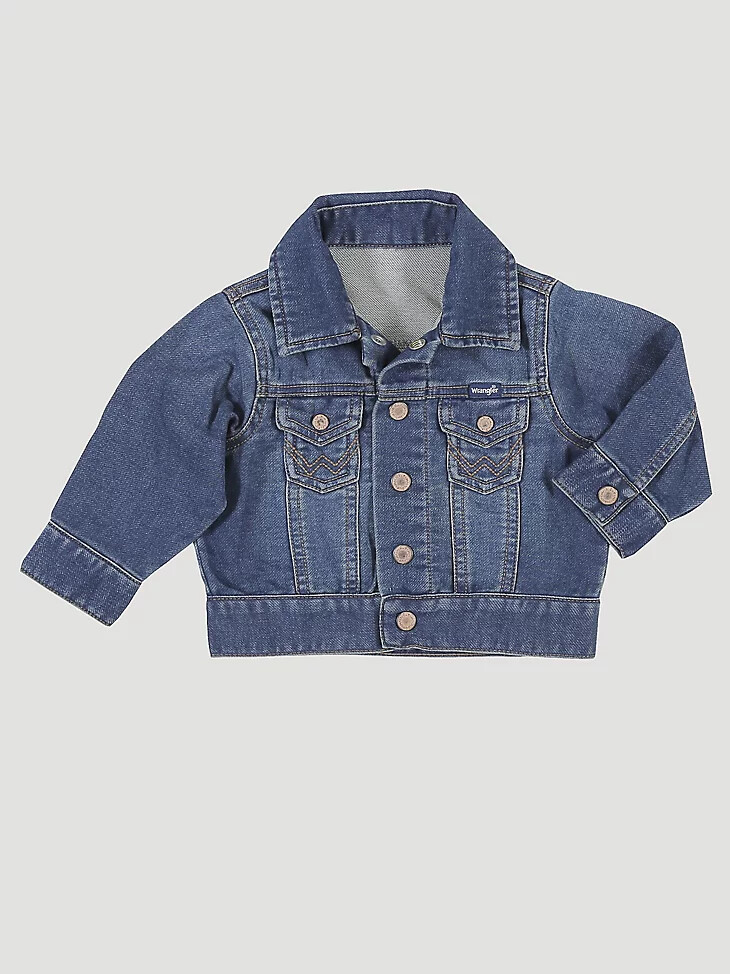 giacca classica in denim a maniche lunghe per neonato blu scuro