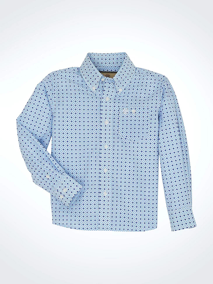 camicia classica con bottoni e stampa da bambino colore azzurro cielo