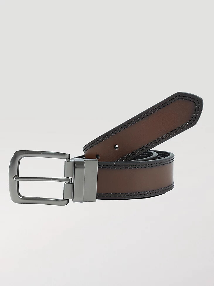 cintura reversibile da uomo con bordo brunito marrone