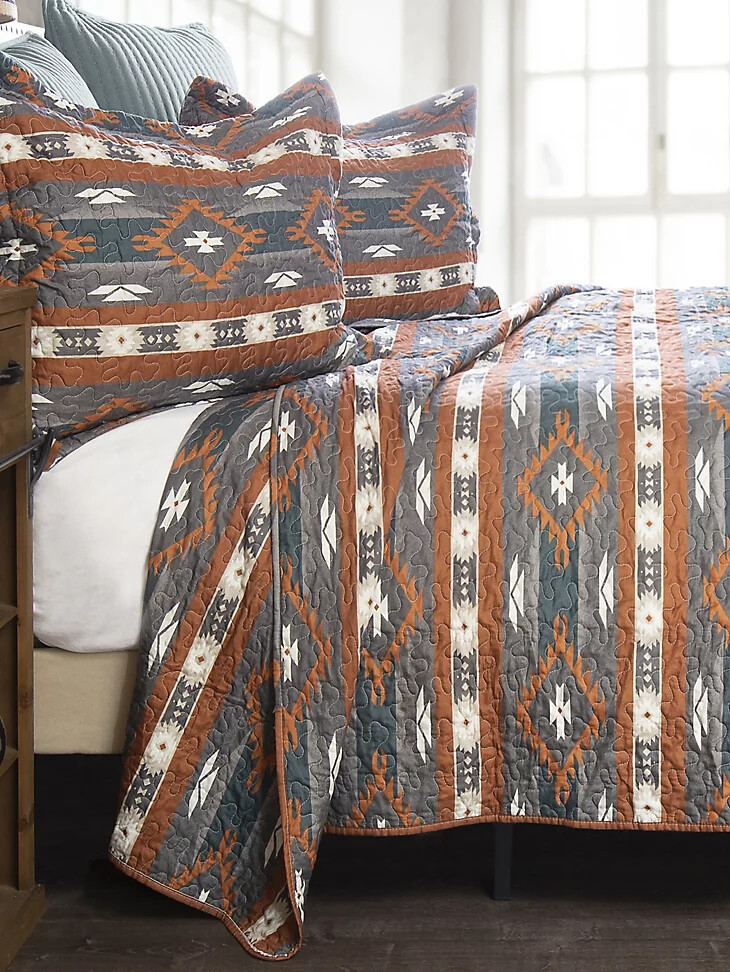 set di biancheria da letto matrimoniale wrangler checotah stripe 4 pezzi marrone