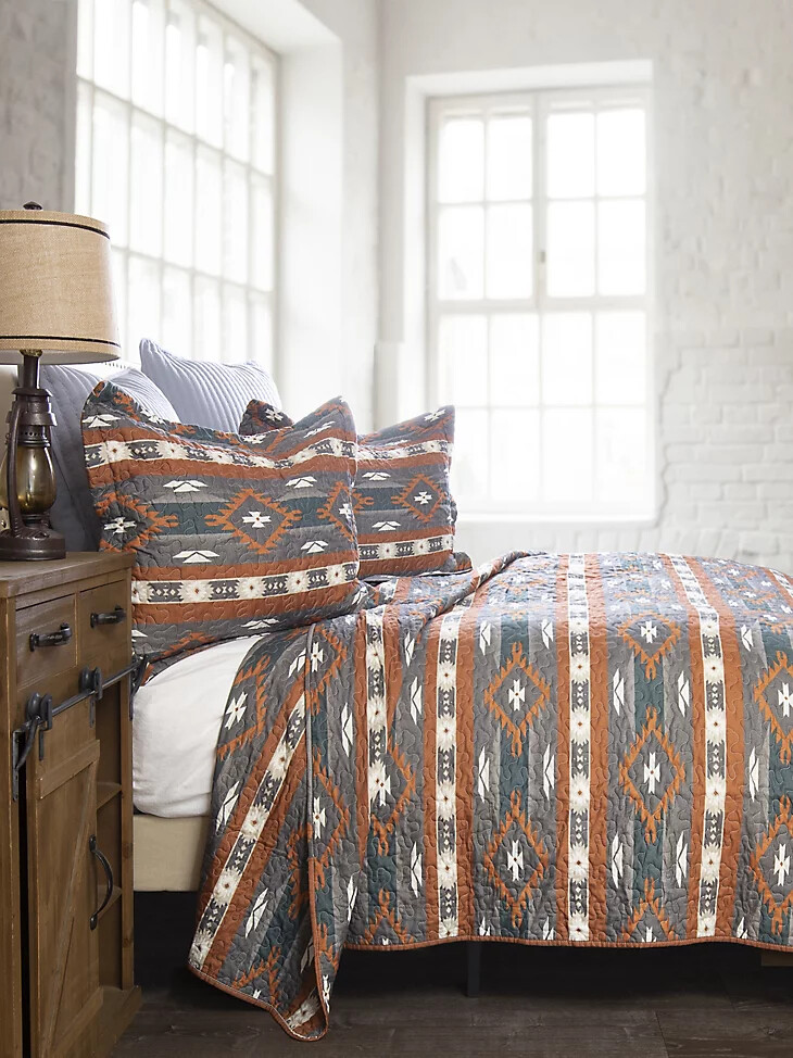 set di biancheria da letto matrimoniale wrangler checotah stripe 4 pezzi marrone