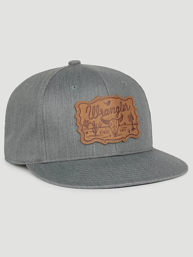 cappellino da baseball da uomo con toppa in pelle steerhead grigio