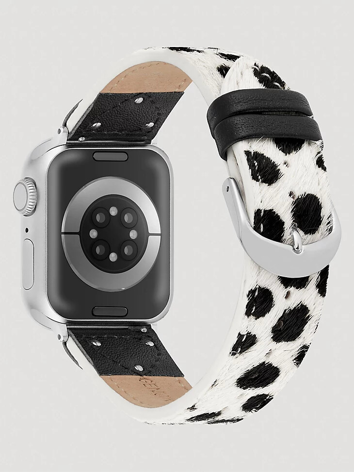 cinturino universale per orologio con borchie in pelo di mucca nerobianco