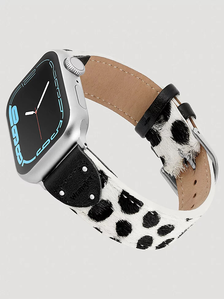 cinturino universale per orologio con borchie in pelo di mucca nerobianco