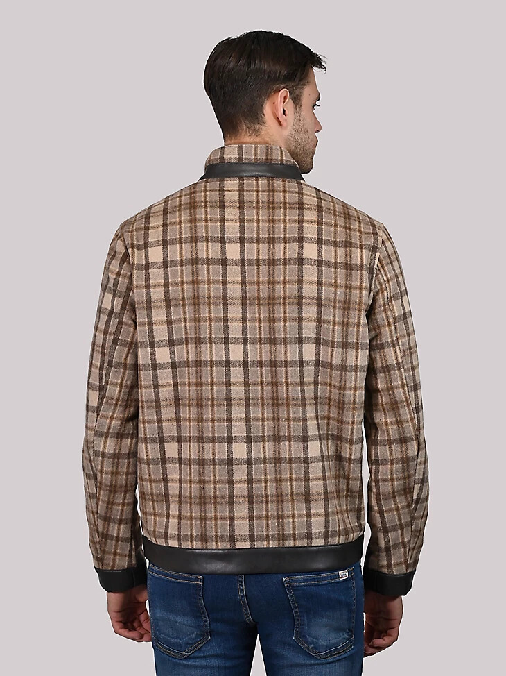 giacca da uomo in finta lana a quadri beige