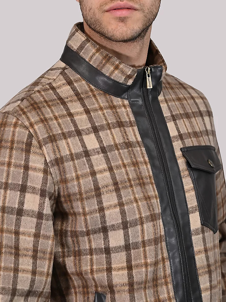 giacca da uomo in finta lana a quadri beige
