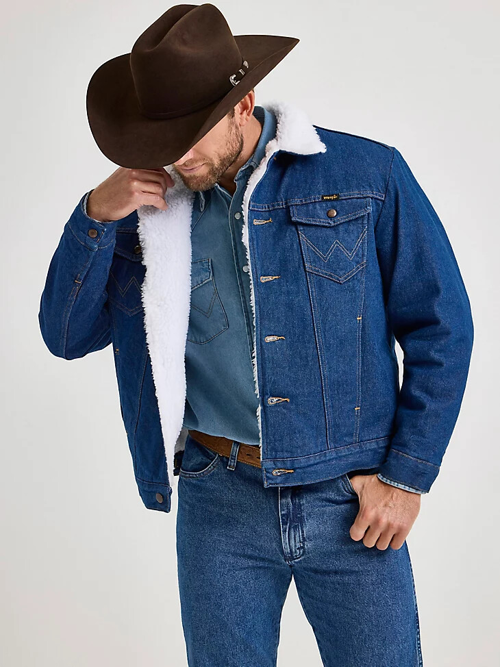 giacca in denim con fodera in sherpa western wrangler denim