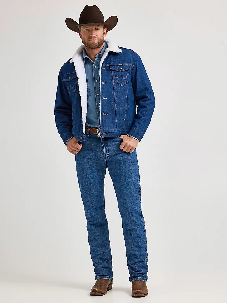 giacca in denim con fodera in sherpa western wrangler denim