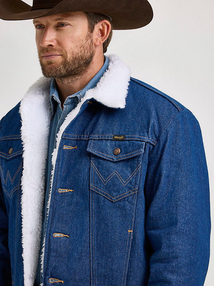 giacca in denim con fodera in sherpa western wrangler denim