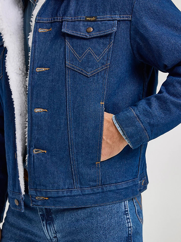 giacca in denim con fodera in sherpa western wrangler denim