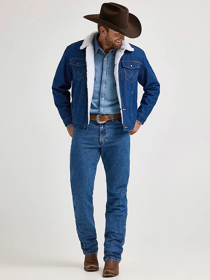 giacca in denim con fodera in sherpa western wrangler denim