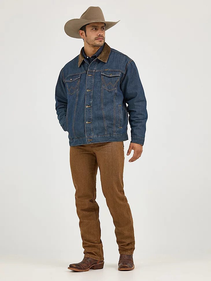 giacca in denim foderata in coperta wrangler rustic