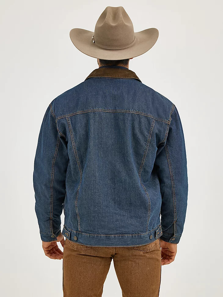 giacca in denim foderata in coperta wrangler rustic
