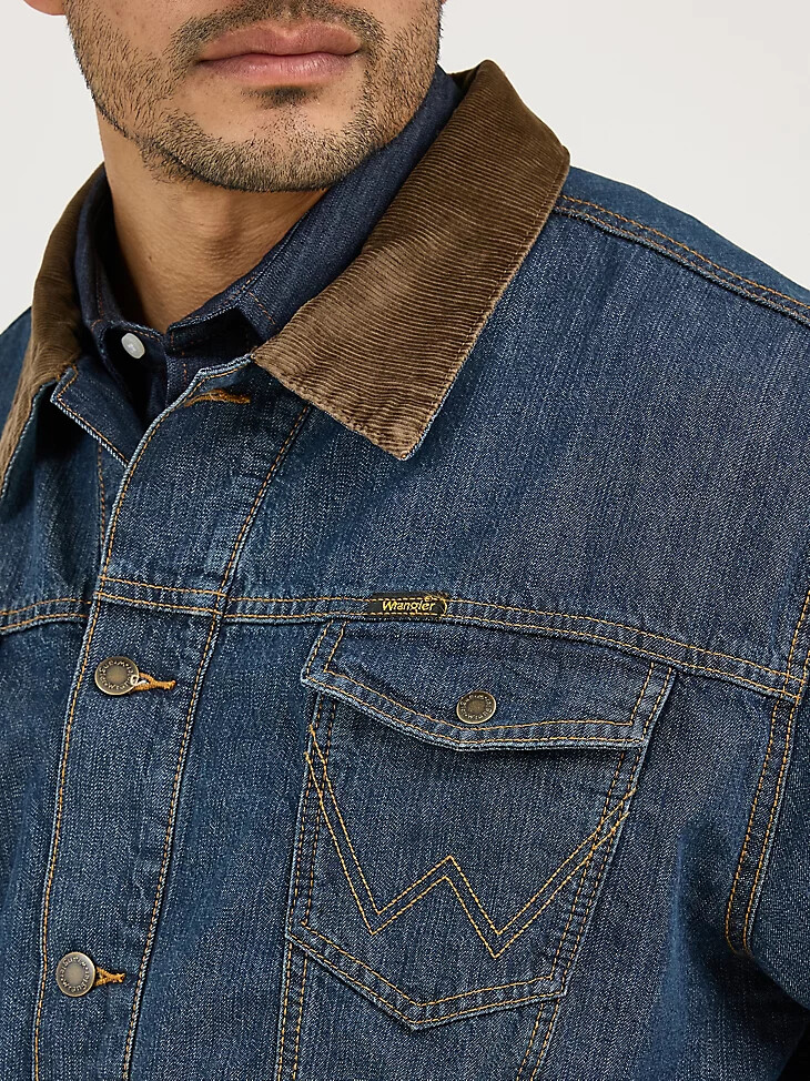 giacca in denim foderata in coperta wrangler rustic
