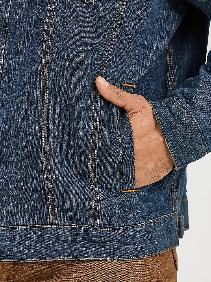 giacca in denim foderata in coperta wrangler rustic
