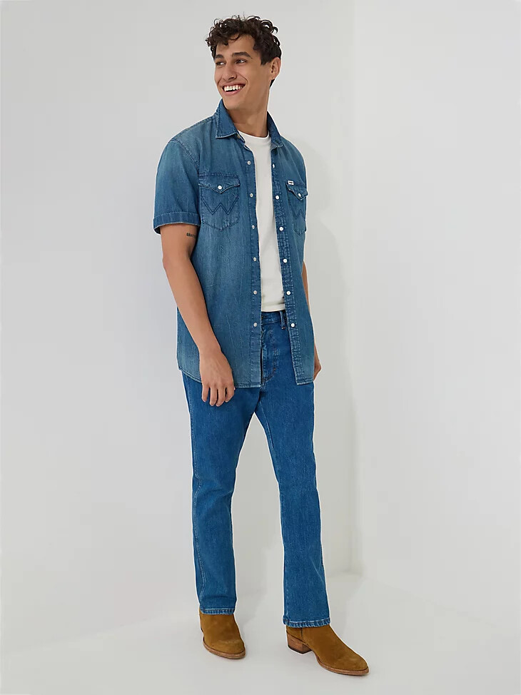 jeans bootcut da uomo lavaggio chiaro stile cowboy