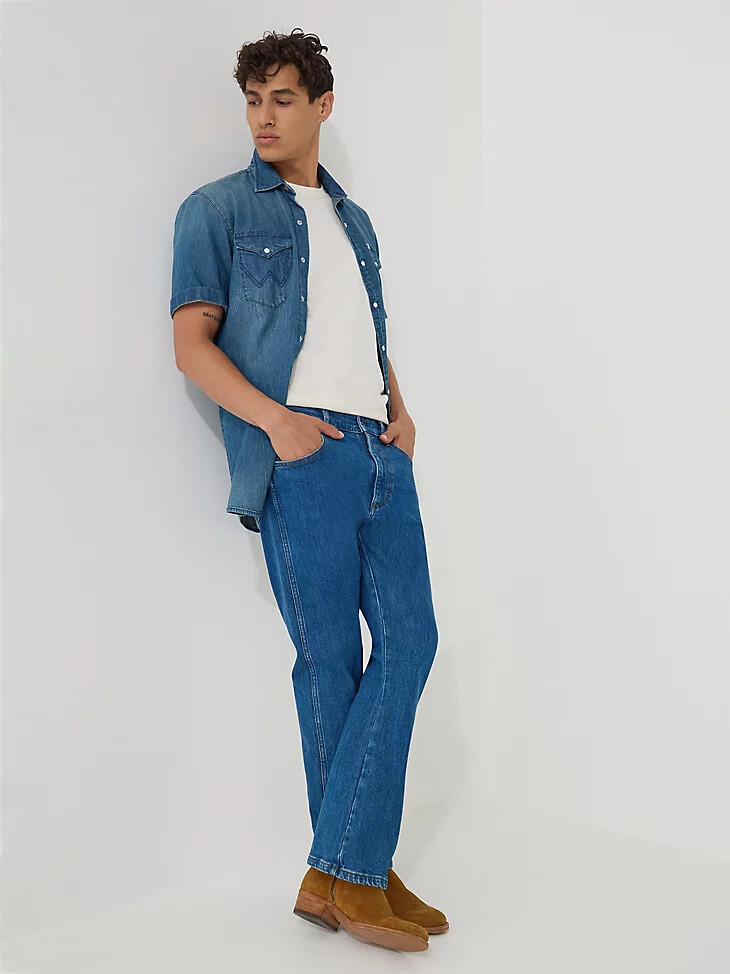 jeans bootcut da uomo lavaggio chiaro stile cowboy