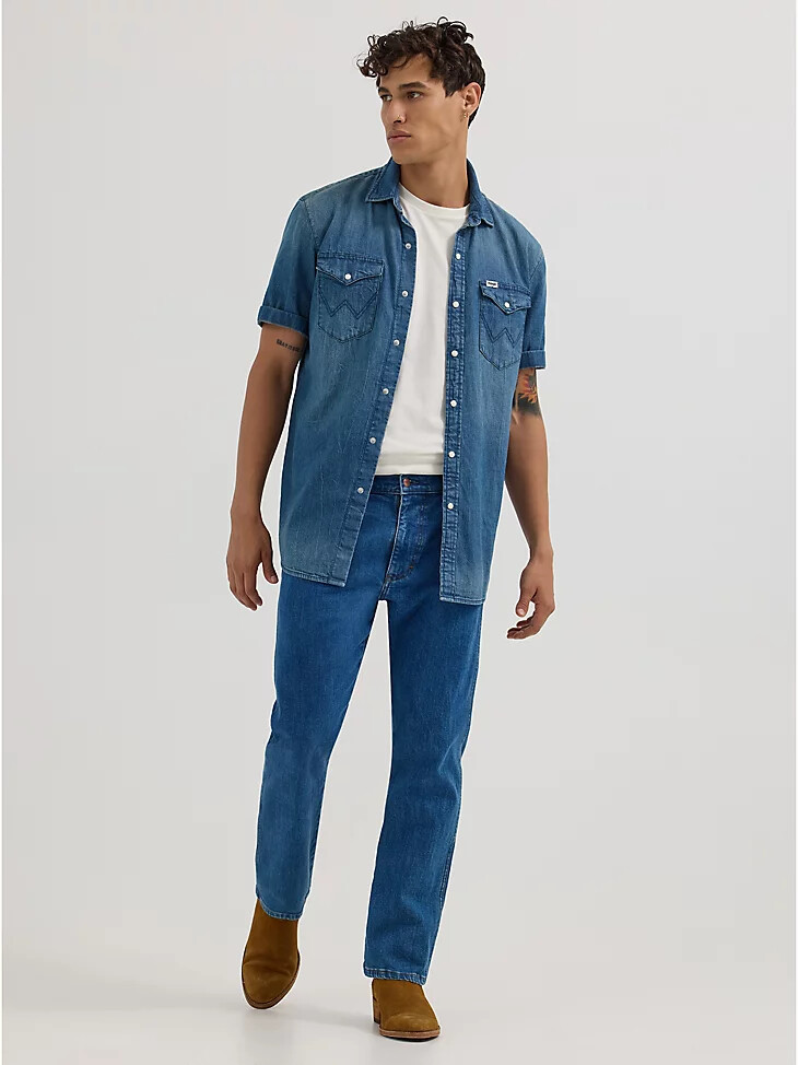jeans bootcut da uomo lavaggio chiaro stile cowboy