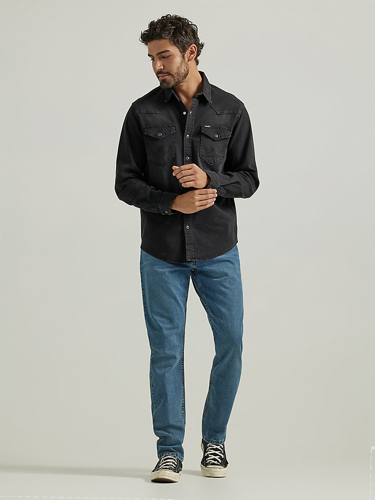 jeans bootcut rilassati da uomo lavaggio medio