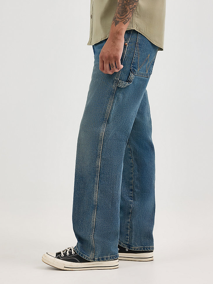 jeans da carpentiere da uomo blu sbiadito