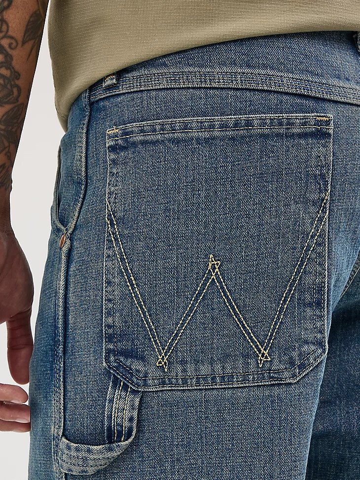jeans da carpentiere da uomo blu sbiadito