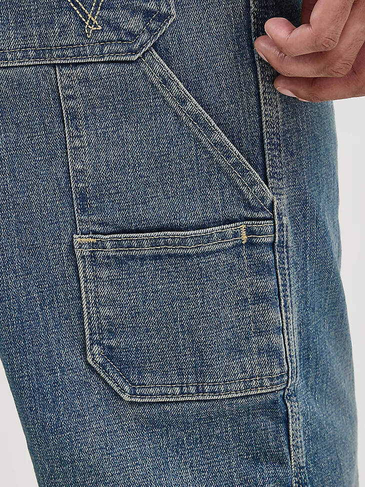 jeans da carpentiere da uomo blu sbiadito