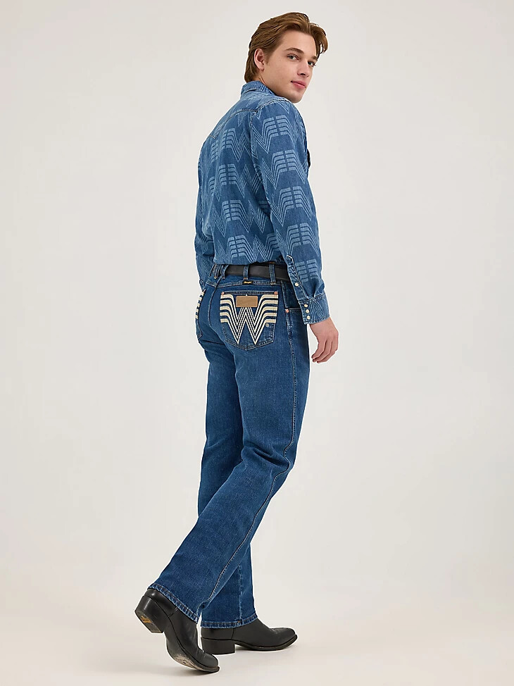 jeans retrò wrangler x whataburger slim straight leg rodeo dust fade