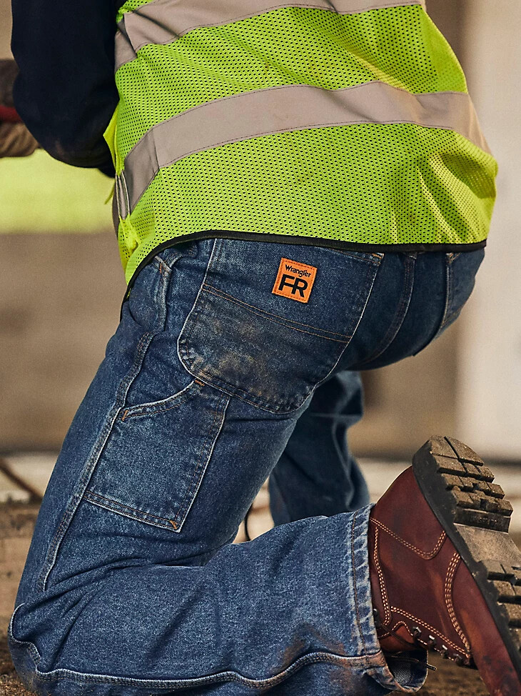 jeans da carpentiere riggs ignifughi wrangler fr blu denim
