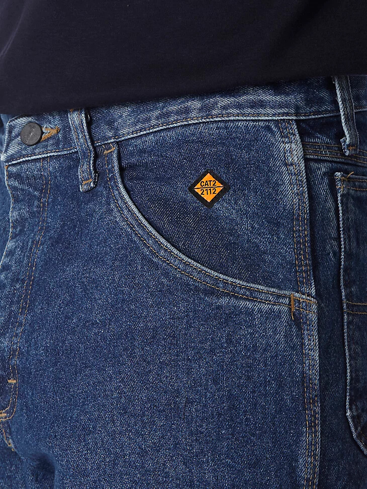 jeans da carpentiere riggs ignifughi wrangler fr blu denim