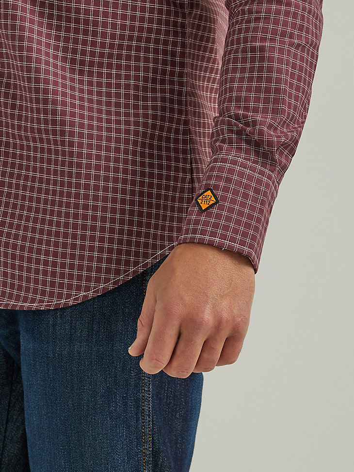 camicia a quadri western con bottoni a pressione a maniche lunghe ignifuga wrangler fr tawny port