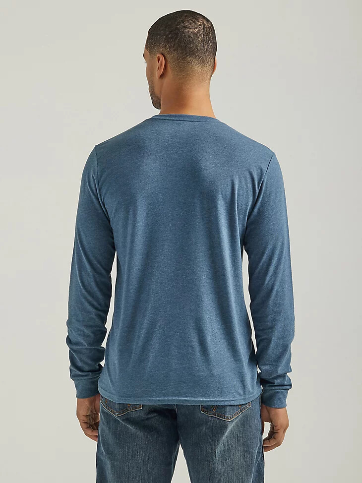 maglietta grafica a maniche lunghe george strait da uomo blu navy e mélange