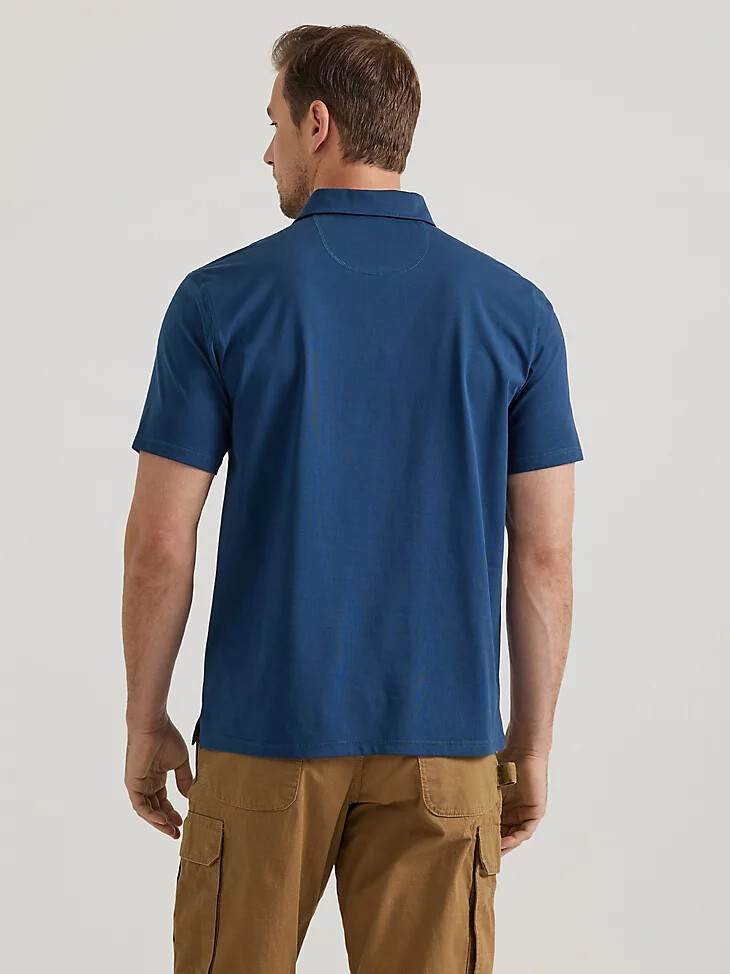 polo in maglia ad alte prestazioni wrangler riggs workwear blu navy mélange