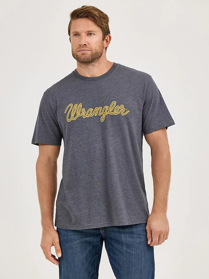 t-shirt da uomo con logo wrangler rope colore asfalto