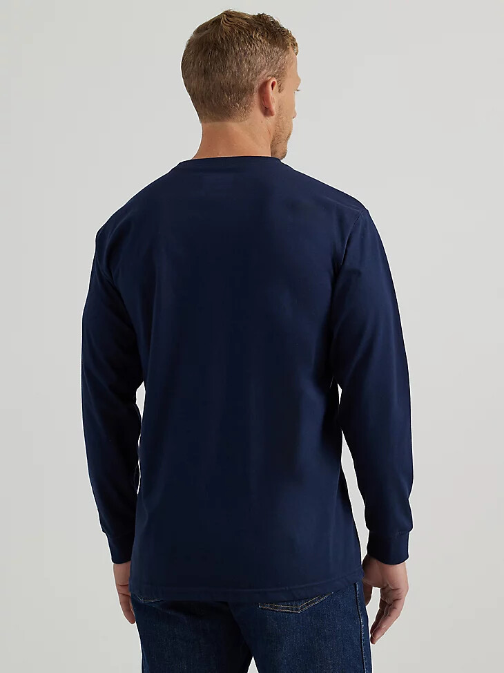 t-shirt grafica a maniche lunghe ignifuga wrangler fr con bandiera blu navy