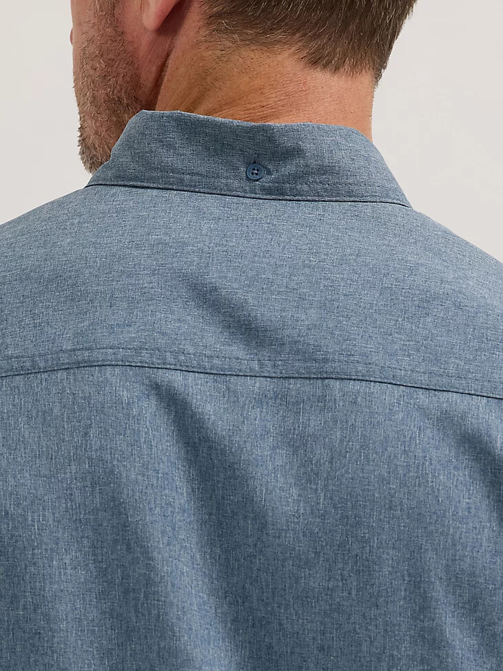 camicia da lavoro ventilata a maniche lunghe wrangler riggs workwear colore blu notte mélange