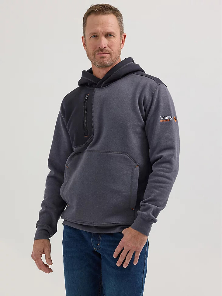 felpa con cappuccio in maglia ignifuga wrangler fr blue nights